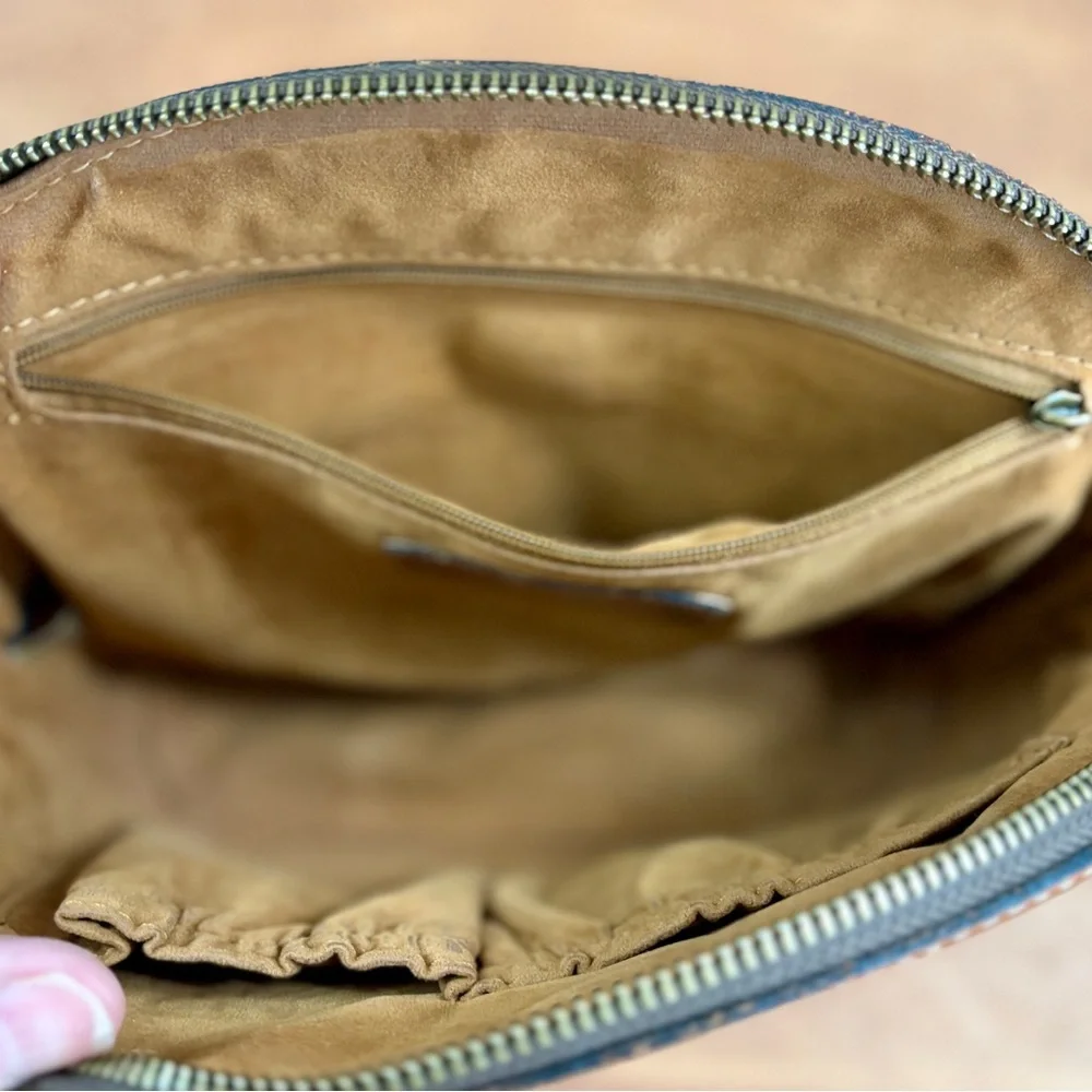 Patricia Nash Lavoria Brown Leather Top Zip Crossbody Bag - No Chain or Strap - Picture 6 of 16